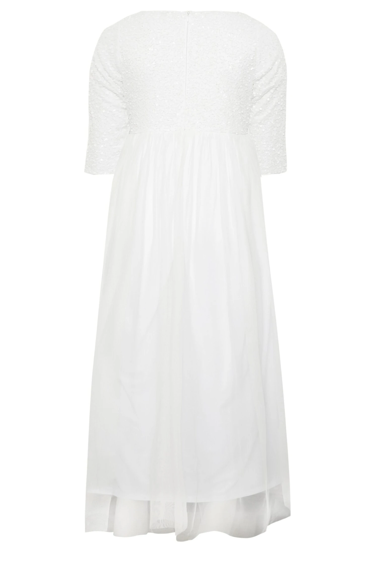 LUXE Curve White Sequin Hand Embellished Bridal Maxi Dress 6 LUXE Curve White Sequin Hand Embellished Bridal Maxi Dress - Image 6