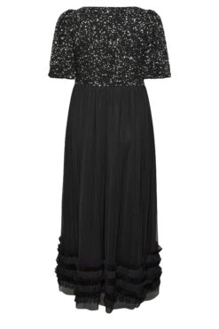 LUXE Curve Black Sequin Sweetheart Ruffle Maxi Dress 11 LUXE Curve Black Sequin Sweetheart Ruffle Maxi Dress -Luna Looks Zone 1df3de03 40dc 47 161991 Y