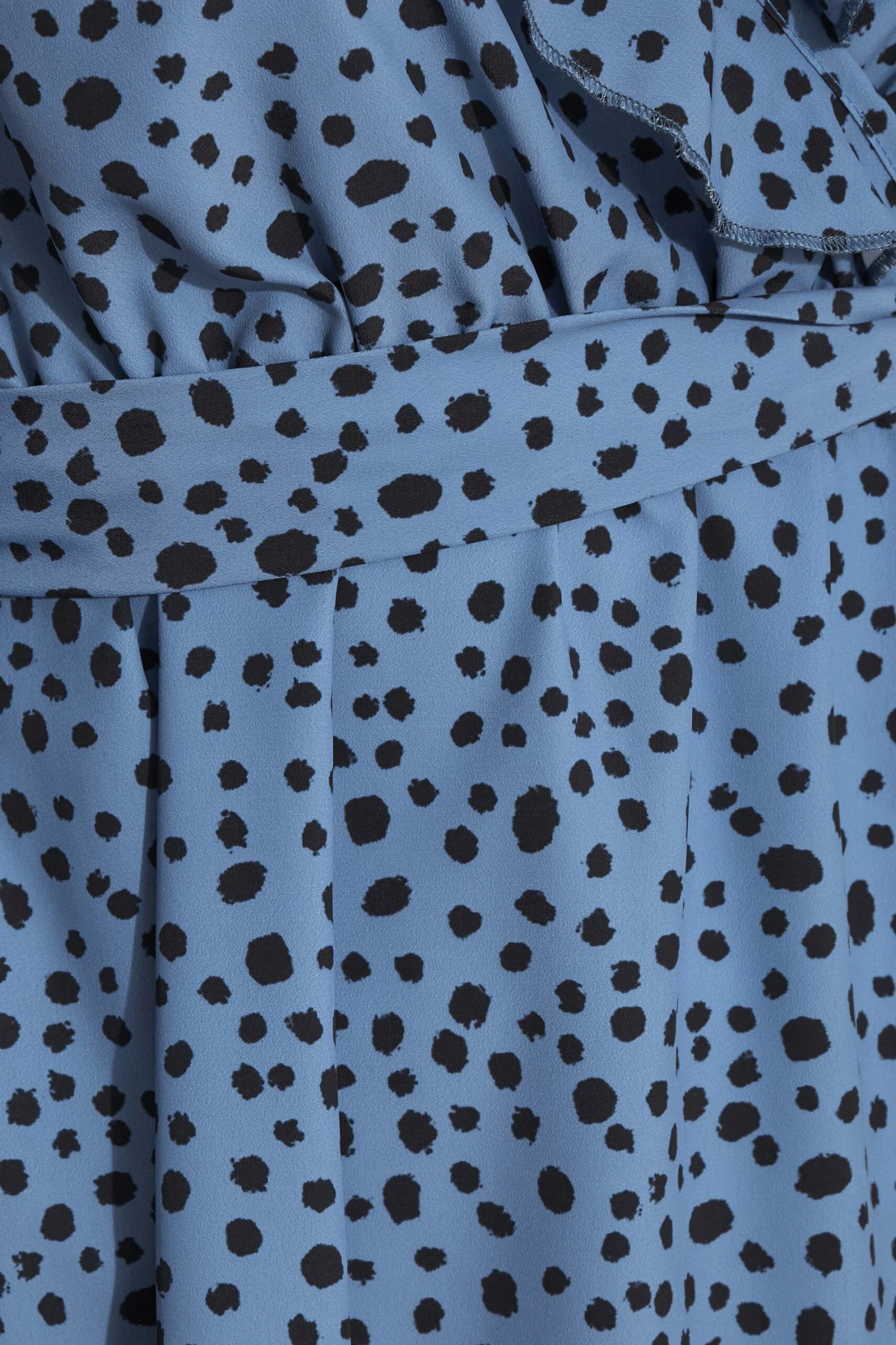 YOURS LONDON Curve Blue Dalmatian Ruffle Wrap Top 4 YOURS LONDON Curve Blue Dalmatian Ruffle Wrap Top - Image 4