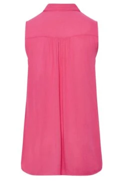 YOURS Curve Hot Pink Dipped Hem Sleeveless Blouse -Luna Looks Zone 1e918f80 8e8f 4b 330015 Y