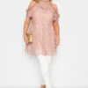 YOURS LONDON Curve Pink Cold Shoulder Lace Top