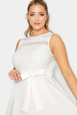 YOURS LONDON Curve White Mesh Panel Bridal Skater Dress -Luna Looks Zone 1f129310 e7ed 41 162039 D