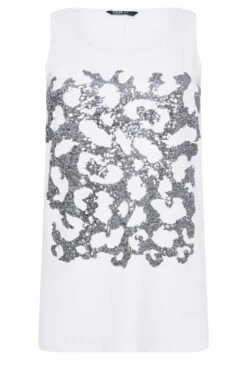 YOURS Curve White Leopard Print Sequin Vest Top -Luna Looks Zone 1f348898 3b3d 4a 302090 X