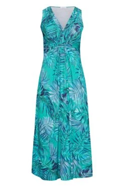 YOURS LONDON Curve Blue Tropical Print Knot Front Maxi Dress -Luna Looks Zone 1f4206b8 7e44 41 161331 X