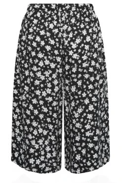 YOURS Curve Black & White Floral Print Culottes -Luna Looks Zone 1f45f78e b74b 41 143388 Y