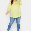 YOURS Curve Lime Green Half Placket Blouse