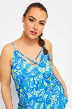 LIMITED COLLECTION Curve Blue Abstract Print Strappy Cami Top -Luna Looks Zone 1fe3e2f4 0035 49 215765 D