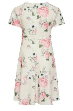 YOURS LONDON Curve Ivory White Floral Wrap Skater Dress -Luna Looks Zone 2033e6d9 ad0d 47 162136 Y