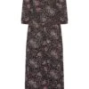 YOURS PETITE Curve Black & Pink Ditsy Print Midaxi Dress