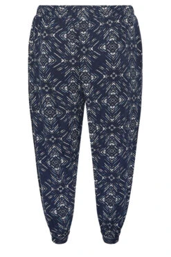 YOURS Curve Navy Blue Diamond Print Cropped Harem Trousers -Luna Looks Zone 20b2f4be 07d9 41 144782 Y