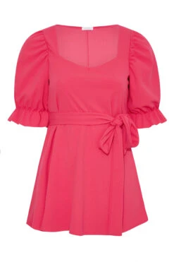 YOURS LONDON Curve Hot Pink Sweetheart Peplum Top -Luna Looks Zone 211a717b 961c 4b 161437 X