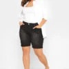 YOURS Curve Black Distressed Denim Shorts