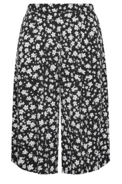 YOURS Curve Black & White Floral Print Culottes -Luna Looks Zone 214a2069 d079 44 143388 X