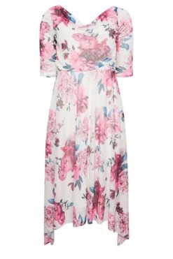 YOURS LONDON Curve White Floral Cowl Neck Mesh Dress -Luna Looks Zone 21bcfa23 4748 4b 162123 X
