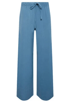 YOURS PETITE Curve Blue Crepe Wide Leg Trousers -Luna Looks Zone 2244cc49 7c95 46 174450 X
