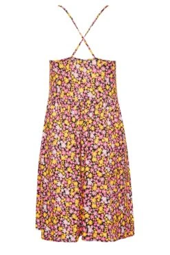 LIMITED COLLECTION Curve Pink Floral Print Ring Front Midi Dress -Luna Looks Zone 23321694 1674 40 215709 Y