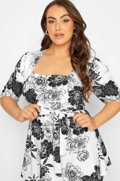 YOURS LONDON Curve White Floral Print Peplum Top -Luna Looks Zone 24d7f563 6b91 4c 162080 D
