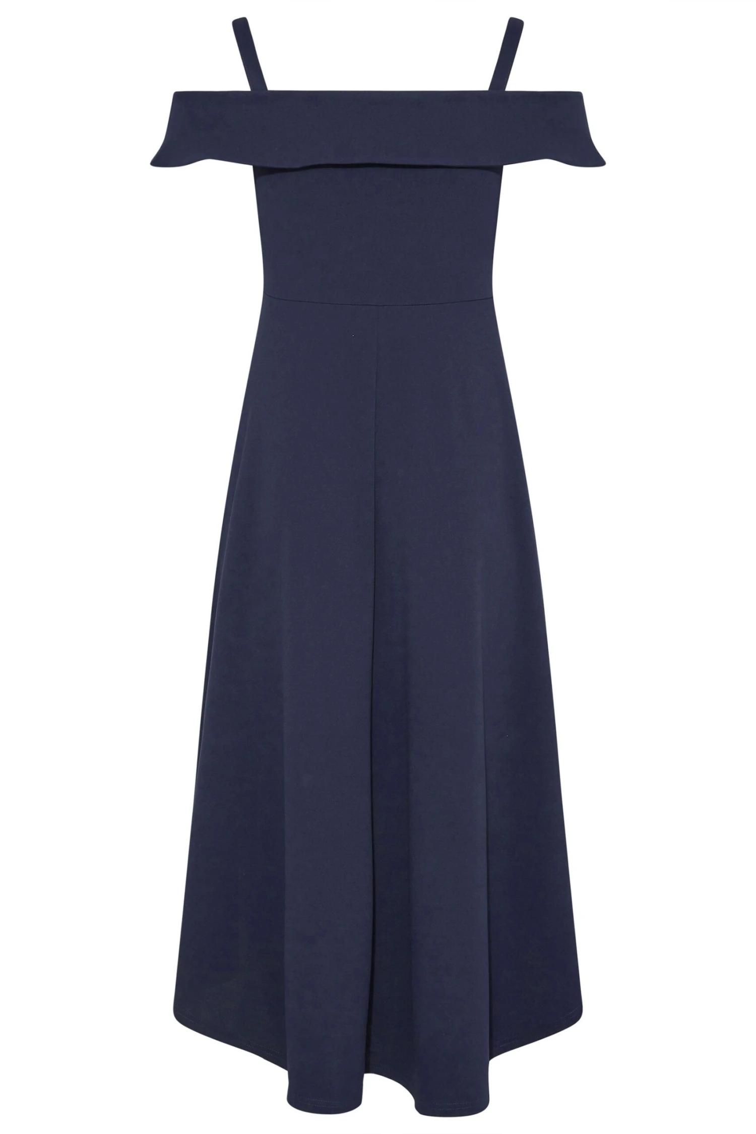 YOURS LONDON Curve Navy Blue Bardot High Low Midi Dress 6 YOURS LONDON Curve Navy Blue Bardot High Low Midi Dress - Image 6