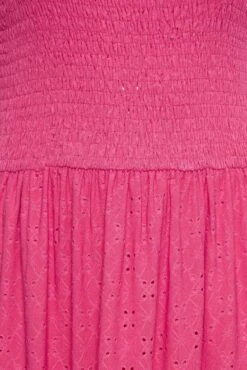 YOURS Curve Pink Shirred Broderie Anglaise Midaxi Dress -Luna Looks Zone 2580c033 2310 48 137541 Z