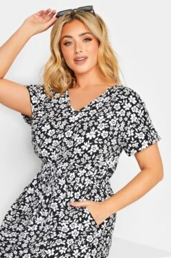 YOURS Curve Black Floral Maxi T-Shirt Dress -Luna Looks Zone 25879e2f 9926 4e 137300 D