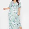 YOURS LONDON Light Blue Floral Shirred Maxi Dress