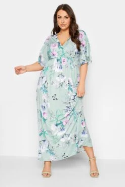 YOURS LONDON Light Blue Floral Shirred Maxi Dress