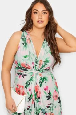 YOURS LONDON Curve Green Floral Print Knot Front Maxi Dress -Luna Looks Zone 2669cc73 5e6a 41 162141 D