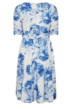 YOURS LONDON Curve White & Blue Notch Neck Floral Dress -Luna Looks Zone 268ac4db 7e73 4a 162091 Y
