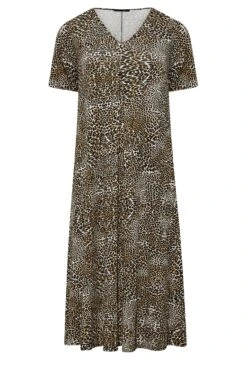 LIMITED COLLECTION Curve Brown Animal Print Pleat Front Maxi Dress -Luna Looks Zone 273fa5e3 4772 42 215304 X