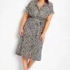 YOURS Curve Beige Brown Animal Print Spilt Hem Midaxi Shirt Dress