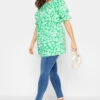 YOURS Curve Green Floral Peplum Top