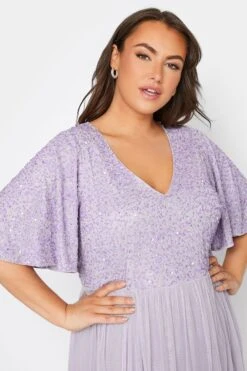 LUXE Curve Lilac Purple Sequin Hand Embellished Maxi Dress -Luna Looks Zone 27b0cc09 e38b 49 161154 E