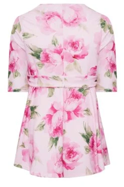 YOURS LONDON Curve Pink Floral Scoop Neck Peplum Top -Luna Looks Zone 27b39e1e 8ced 43 162112 Y