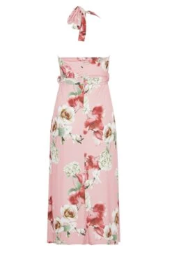 YOURS LONDON Curve Pink Floral Halter Neck Dress -Luna Looks Zone 27eb2282 c28c 42 161473 Y
