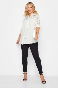 YOURS LONDON Curve White Lace Insert Shirt