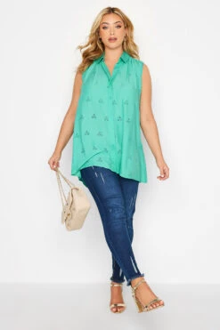 YOURS Curve Blue Sleeveless Swing Shirt
