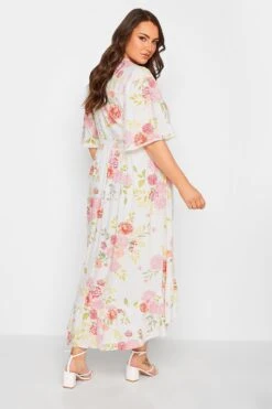 YOURS Curve White Floral Print Dipped Hem Midi Dress -Luna Looks Zone 28c1b07d 9db6 48 137329 C