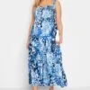 YOURS Curve Blue Animal Markings Shirred Strappy Sundress