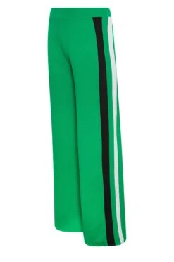 YOURS PETITE Curve Green Side Stripe Wide Leg Trousers -Luna Looks Zone 29022177 8047 42 174497 X1