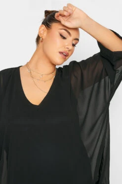 YOURS LONDON Curve Black Chiffon Cape Blouse -Luna Looks Zone 2938cfb9 53ee 46 161241 D