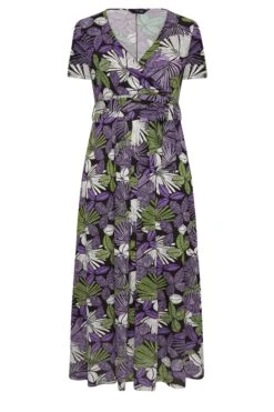 YOURS Curve Purple & Green Leaf Print Maxi Dress 10 YOURS Curve Purple & Green Leaf Print Maxi Dress -Luna Looks Zone 294799d0 e738 4c 301609 X