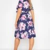 YOURS LONDON Curve Navy Blue Floral Print Midi Skater Dress