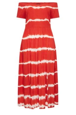 YOURS Curve Red Tie Dye Bardot Maxi Dress -Luna Looks Zone 29b71709 75aa 4e 137344 X