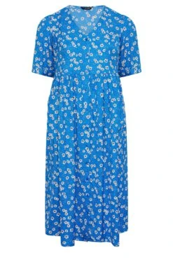 YOURS Curve Blue Daisy Print Smock Dress -Luna Looks Zone 2a0211fc ad04 42 137365 X