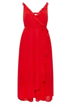 YOURS LONDON Curve Red Ruffle Wrap Dress -Luna Looks Zone 2aa13bbf fc68 41 161888 XR