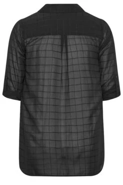 YOURS LONDON Curve Black Check Chiffon Shirt -Luna Looks Zone 2ad3e00f 4280 40 162218 Y