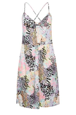 LIMITED COLLECTION Curve Pink Mixed Print Ring Front Midi Dress -Luna Looks Zone 2ae85378 e8cf 44 215708 X