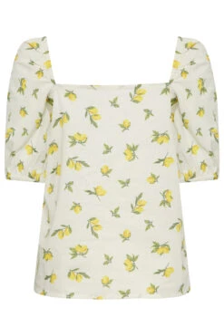YOURS PETITE Curve Yellow Lemon Print Square Neck Top