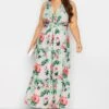 YOURS LONDON Curve Green Floral Print Knot Front Maxi Dress