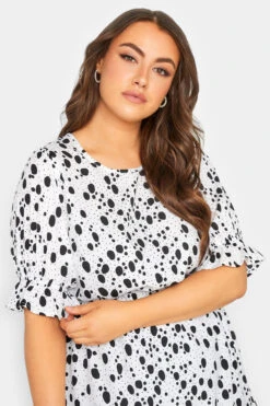 YOURS Curve White Polka Dot Print Blouse -Luna Looks Zone 2b547c35 9f89 45 131780 D